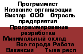 Программист › Название организации ­ Вистар, ООО › Отрасль предприятия ­ Программирование, разработка › Минимальный оклад ­ 50 000 - Все города Работа » Вакансии   . Тыва респ.,Ак-Довурак г.